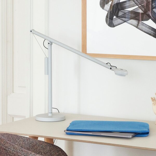 Stolní lampa HAY, Fifty-Fifty, stmívatelné, Šedá, Pracovna, Hliník, Design