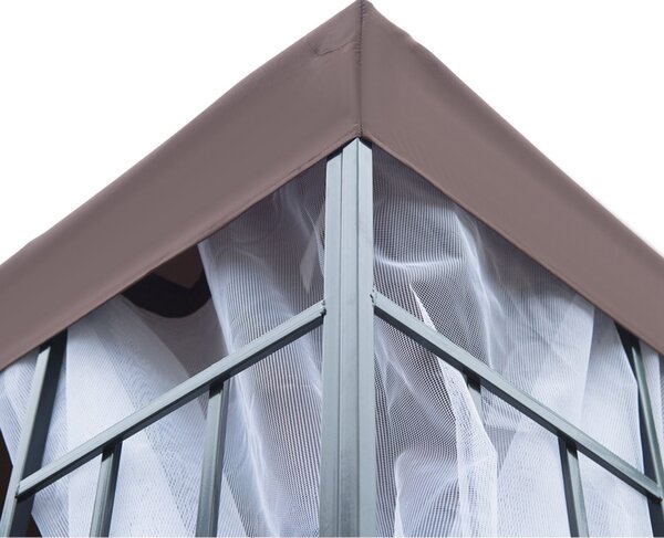 Zahradní altán Outsunny s moskytiérou a bočními panely, party stan s dvojitou střechou, zahradní gazebo 2,97x2,97m | Aosom