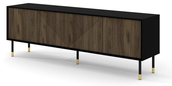 BIM Televizní stolek Woody 4D, 180 cm, černý mat/pacific ořech