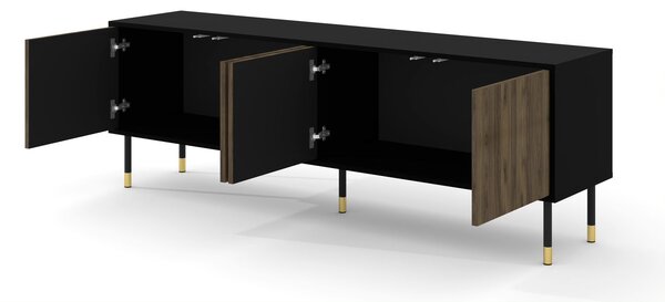 BIM Televizní stolek Woody 4D, 180 cm, černý mat/pacific ořech