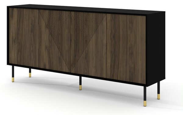 BIM Komoda Woody 4D, 180 cm, černý mat/pacific ořech