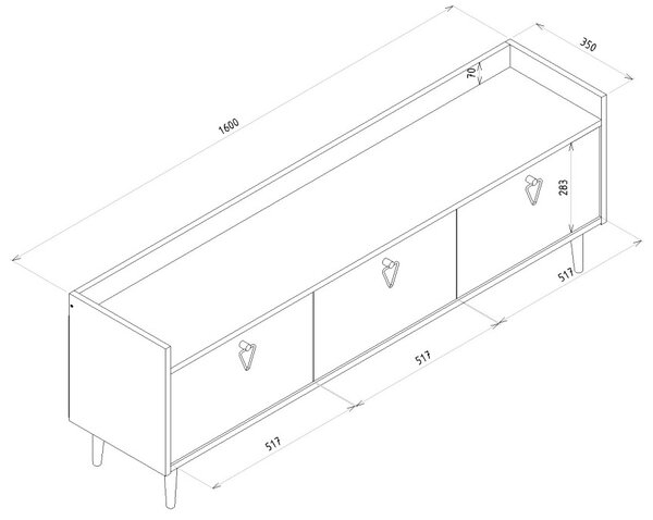 TV stolek PIENA 160 cm, antracitový