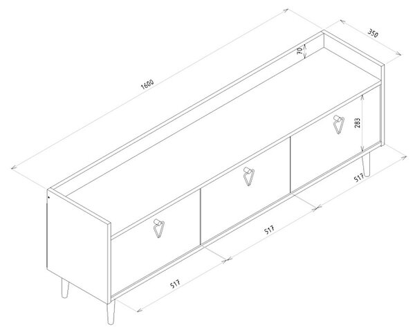 TV stolek PIENA 160 cm, bílý