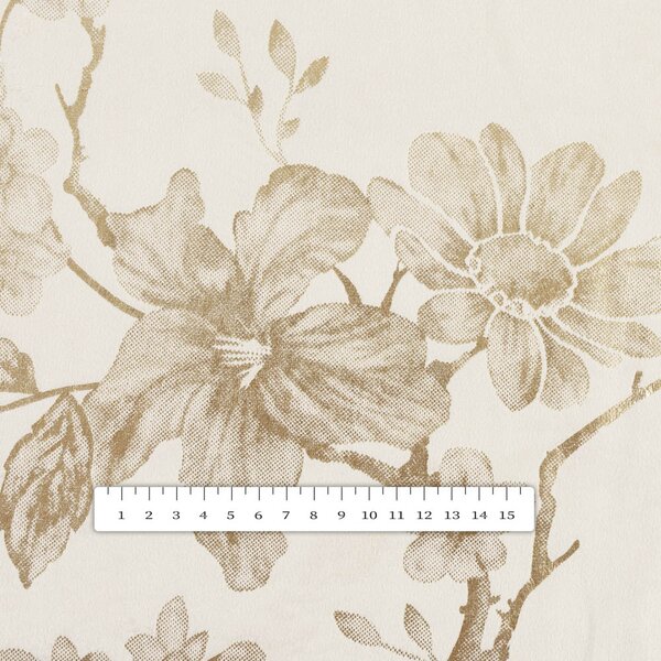 Biante Sametový oválný ubrus Isabela Flower IBL-022 Zlaté květy na smetanovém 60x100 cm