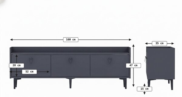 TV stolek PIENA 160 cm, antracitový