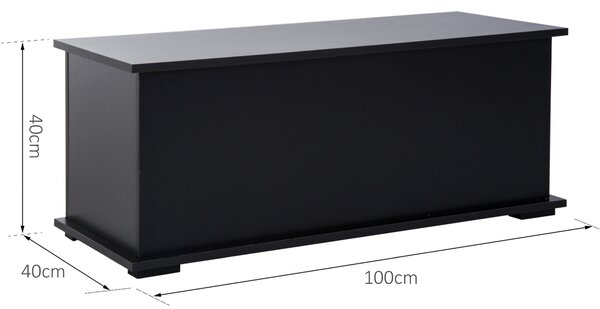HOMCOM Dřevěný úložný box s víkem, nosnost max. 120 kg pro ložnici a obývací pokoj 100x40x40 cm Černý | Aosom