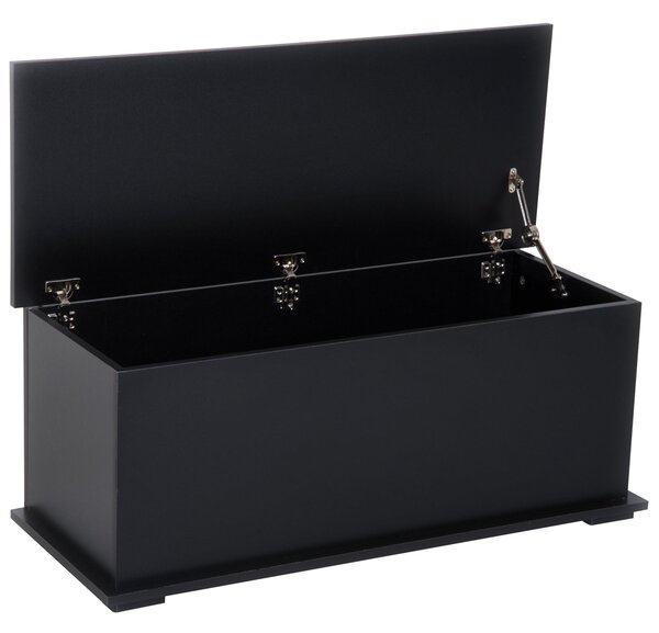 HOMCOM Dřevěný úložný box s víkem, nosnost max. 120 kg pro ložnici a obývací pokoj 100x40x40 cm Černý | Aosom