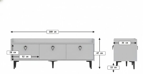 TV stolek PIENA 160 cm, bílý