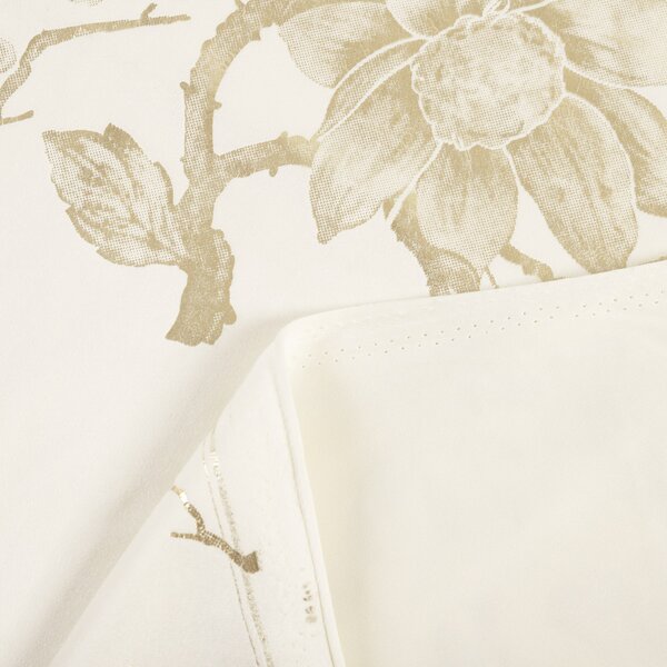 Biante Sametový závěs Isabela Flower IBL-022 Zlaté květy na smetanovém - šířka 135 cm 135x140 cm