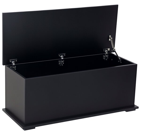 HOMCOM Dřevěný úložný box s víkem, nosnost max. 120 kg pro ložnici a obývací pokoj 100x40x40 cm Černý | Aosom