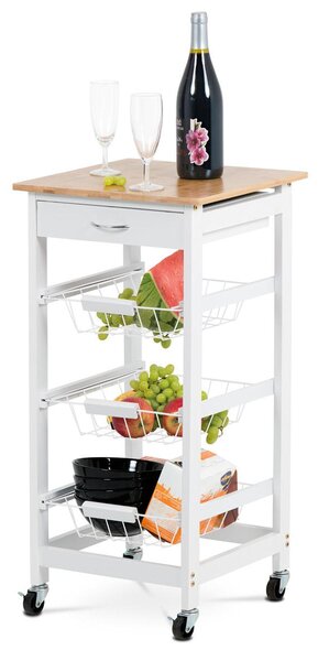 Servírovací stolek Dulcemente 1 (bambus + bílá matná)