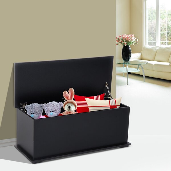 HOMCOM Dřevěný úložný box s víkem, nosnost max. 120 kg pro ložnici a obývací pokoj 100x40x40 cm Černý | Aosom