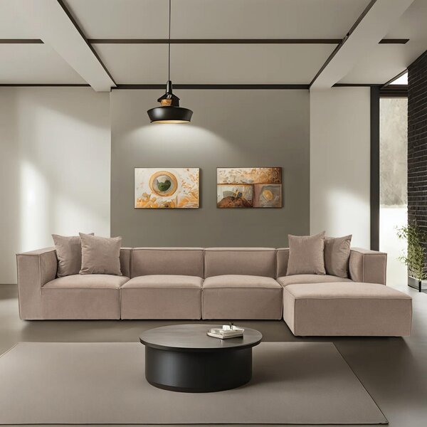 Hanah Home Rohová sedací souprava Sora 430 cm cappucino pravá