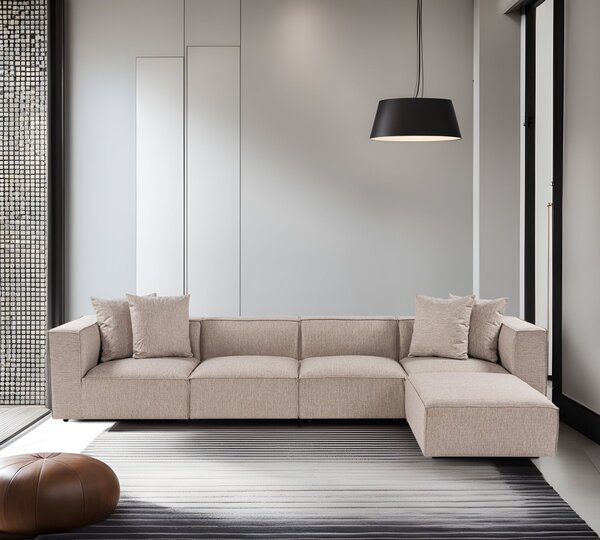 Hanah Home Rohová sedací souprava Sora 430 cm pískově béžová pravá