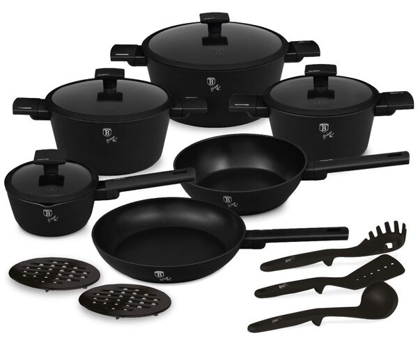Sada nádobí s titanovým povrchem 15 ks Matte Black Collection