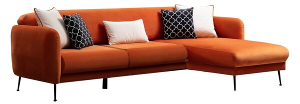 Hanah Home Rohová sedací souprava Sevilla 270 cm oranžová pravá