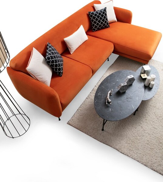 Hanah Home Rohová sedací souprava Sevilla 270 cm oranžová pravá
