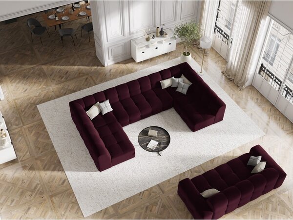 Vínová sametová rohová pohovka (do "U") Kendal – Micadoni Home