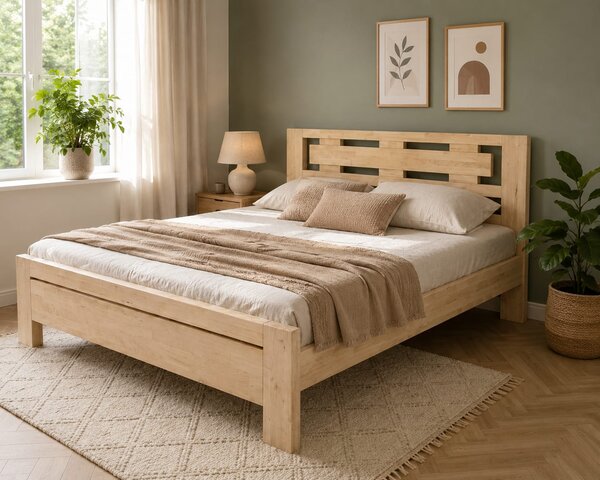 JINDŘIŠKA - postel masiv buk 4 cm/ 140*160*180x200/, Rozměr: 140, Povrchová úprava: barva, rošt: bez roštu, Druh spárovky: průběžná, Výška hlavového čela: 100 cm