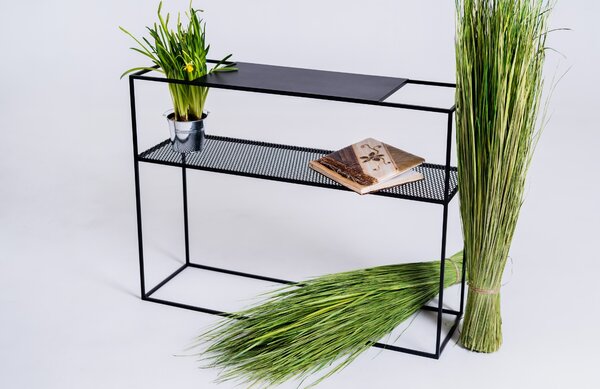 Nordic Design Černý kovový toaletní stolek Trixom 100 x 30 cm