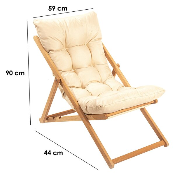 Kalune Design Skládací zahradní lehátko Myne z masivu hnědé/krémové