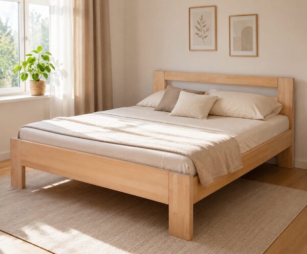 Dáša - postel masiv buk 4 cm / 140*160*180x200/, Rozměr: 140, Povrchová úprava: přírodní-olejovosk, rošt: bez roštu, Výška hlavového čela: 90 cm, Druh spárovky: cink