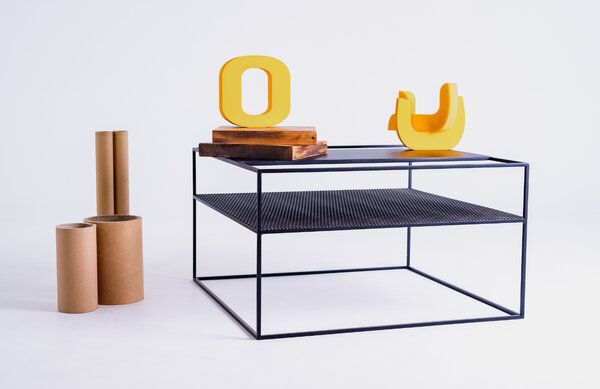 Nordic Design Černý kovový konferenční stolek Trixom 80 x 80 cm
