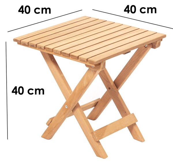 Kalune Design Skládací zahradní odkládací stolek Leslie 40 cm z masivu hnědý