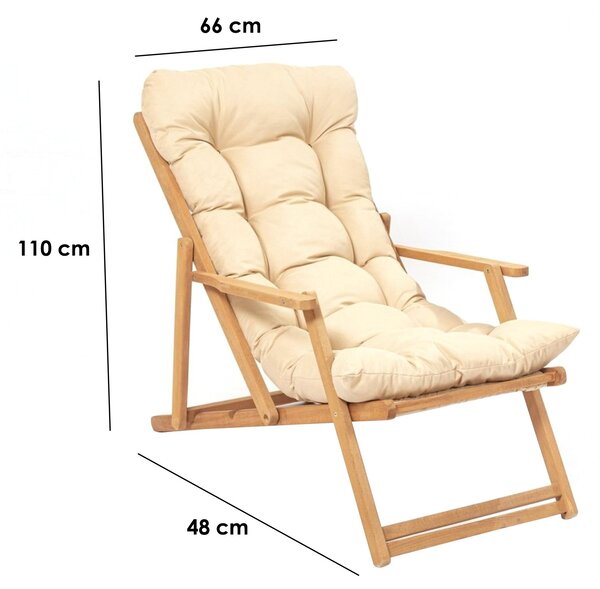 Kalune Design Skládací zahradní lehátko Triol z masivu hnědé/krémové