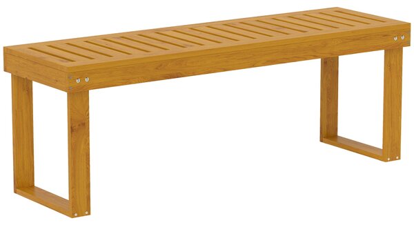 Outsunny Dvoumístná Dřevěná Zahradní Lavice s Latěmi, Nosnost 300 kg, pro Terasu a Patio 120x34x43 cm Teak | Aosom
