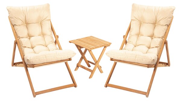 Kalune Design Sada zahradního nábytku Myne se stolem a dvěma židlemi z masivu hnědá/krémová