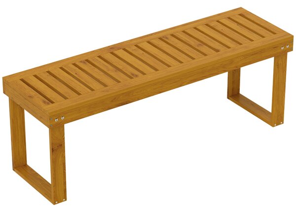 Outsunny Dvoumístná Dřevěná Zahradní Lavice s Latěmi, Nosnost 300 kg, pro Terasu a Patio 120x34x43 cm Teak | Aosom