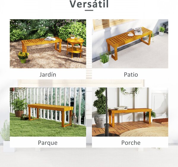 Outsunny Dvoumístná Dřevěná Zahradní Lavice s Latěmi, Nosnost 300 kg, pro Terasu a Patio 120x34x43 cm Teak | Aosom