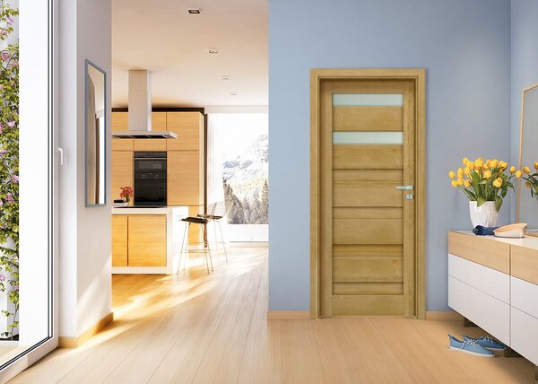Interiérové dveře EGO LINE MATERA 2 - Dub Evropský B639, levé "60", zámek pro WC