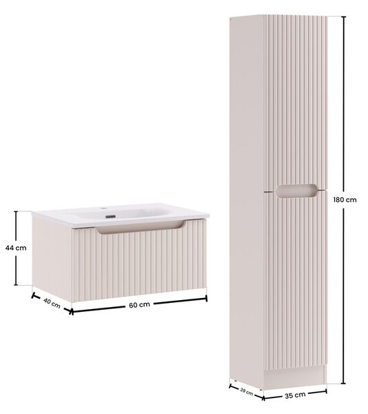 Comad Koupelnová sestava Nova Cashmere Sky I se zápustným umyvadlem a skříňkami 60 cm kašmírová