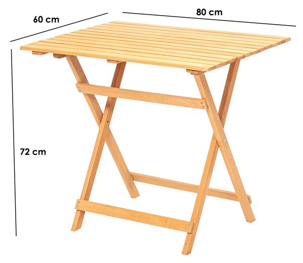 Kalune Design Skládací zahradní odkládací stolek Lipo 80 cm z masivu hnědý