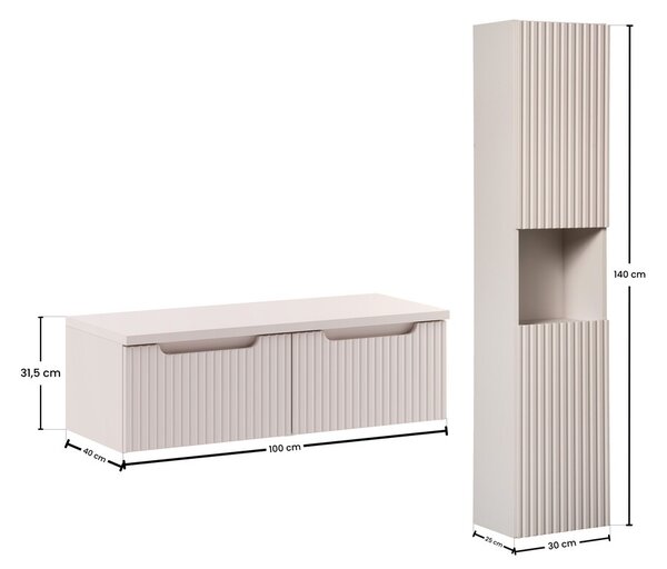 Comad Koupelnová sestava Nova Cashmere II se skříňkami a deskou 100 cm kašmírová