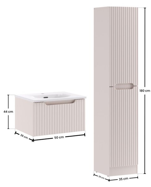 Comad Koupelnová sestava Nova Cashmere Sky I se zápustným umyvadlem a skříňkami 50 cm kašmírová