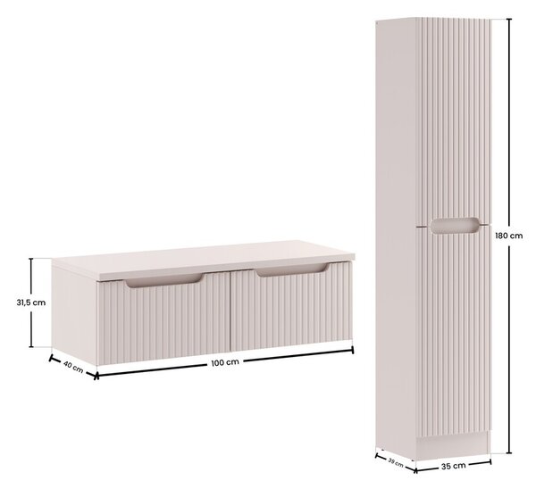 Comad Koupelnová sestava Nova Cashmere I se skříňkami a deskou 100 cm kašmírová