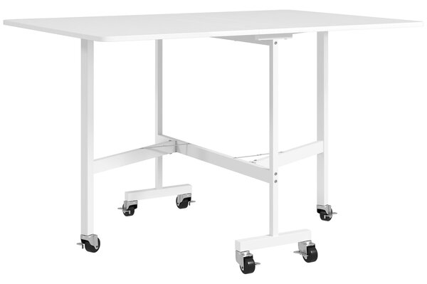 Skládací jídelní stůl HOMCOM pro 4-6 osob - Skládací kuchyňský stůl s kolečky a skládacími křídly 120x80x73 cm Bílý | Aosom