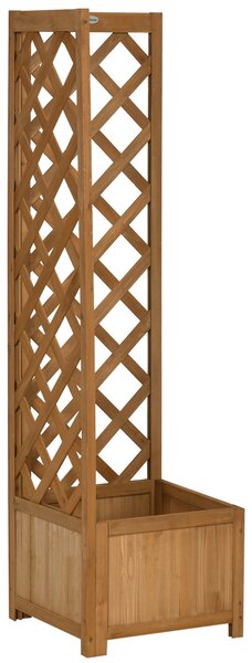 Zahradní truhlík Outsunny s dřevěným trelisem - Obdélníkový truhlík pro popínavé rostliny, plodiny a květiny, venkovní dekorace, roh 40x40x145 cm Přír
