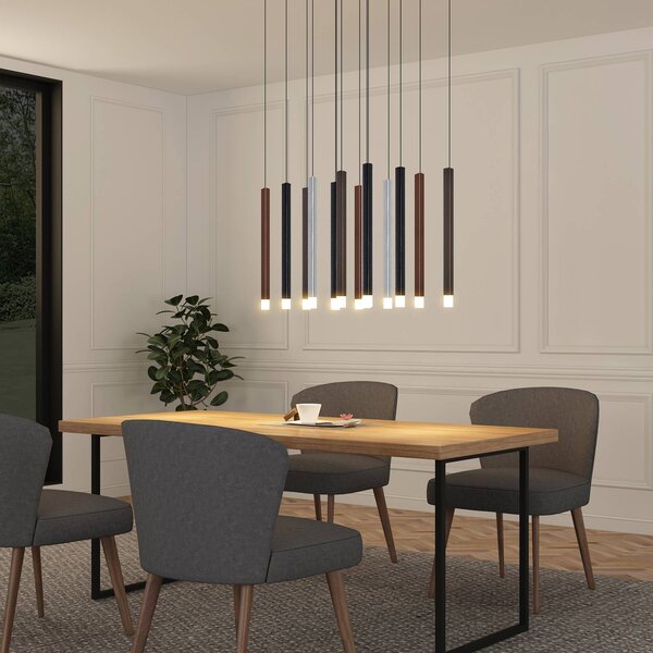 Lucande LED závěsné svítidlo Stoika, 80 cm, 16 světel, hranaté, stmívatelný, Černá, Obývací pokoj / jídelna, Plast, Moderní