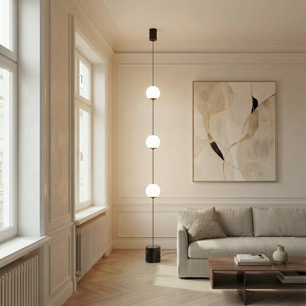 Stojací Lampa Lucande, Darrow, stmívatelné, Bílá, Obývací pokoj, Sklo, Moderní