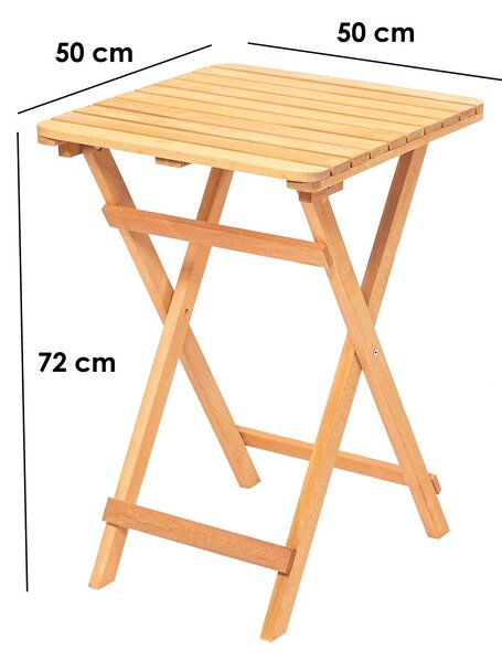 Kalune Design Skládací zahradní odkládací stolek Lipo 50 cm z masivu hnědý