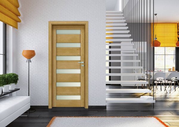 Interiérové dveře EGO LINE MATERA 3 - Dub Evropský B639, levé "60", zámek pro BB