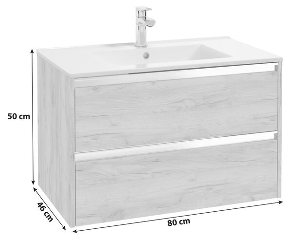 SKŘÍŇKA S UMYVADLEM, barvy dubu, barvy dubu, 80 cm MID.YOU - Koupelnové série, Online Only
