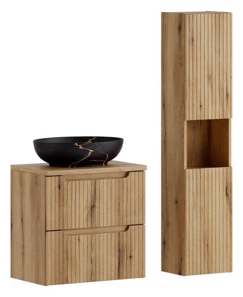 Comad Koupelnová sestava Nova Mona s deskou, umyvadlem a skříňkami 60 cm dub coast evoke