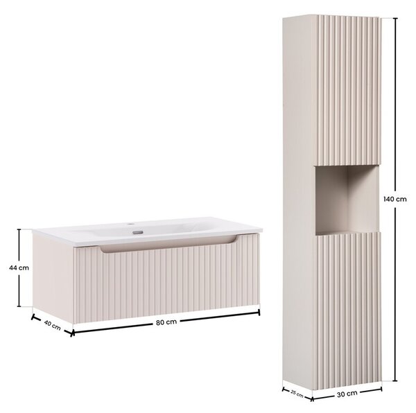 Comad Koupelnová sestava Nova Cashmere II se zápustným umyvadlem a skříňkami 80 cm kašmírová
