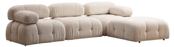 Hanah Home Rohová modulární sedací souprava Bubble 288 cm s taburetem bouclé krémová