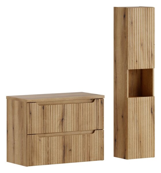 Comad Koupelnová sestava Nova s deskou a skříňkami 80 cm dub coast evoke